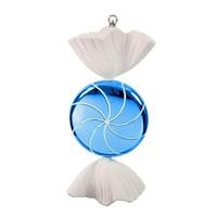 Vickerman 18.5" Turquoise / White Swirl Candy Ornament
