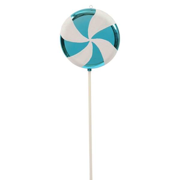 17" Turquoise / White Swirl Lollipop Ornament