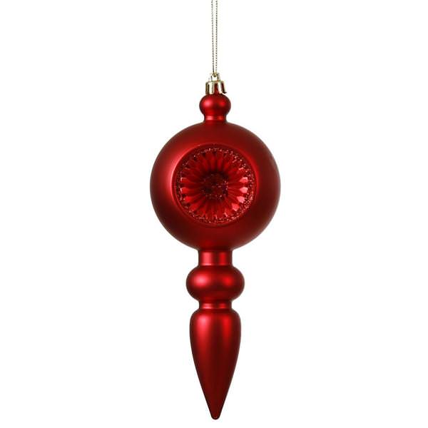 8" Red Matte Glitter Old-Fashioned Finial Ornament