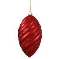 Vickerman 8" Red Matte Glitter Swirl Drop Ornament