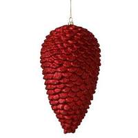 Vickerman 10" Red Matte Glitter Pine Cone Ornament