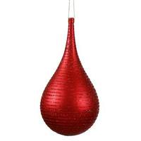 Vickerman 4" Red Matte Glitter Onion Drop Ornament