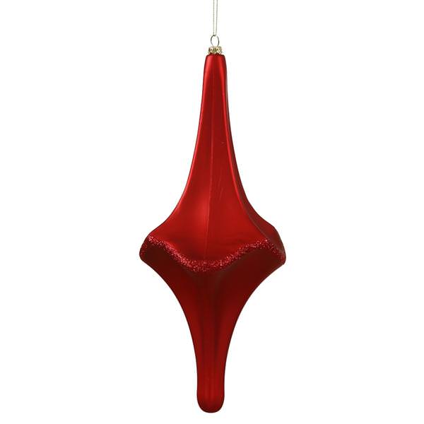 12" Red Matte Glitter Cut Drop Ornament