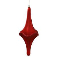 Vickerman 12" Red Matte Glitter Cut Drop Ornament