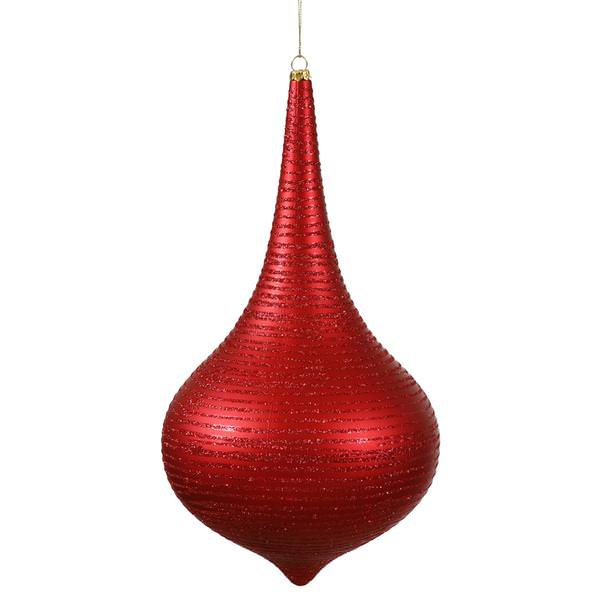 12" Red Matte Glitter Onion Drop Ornament