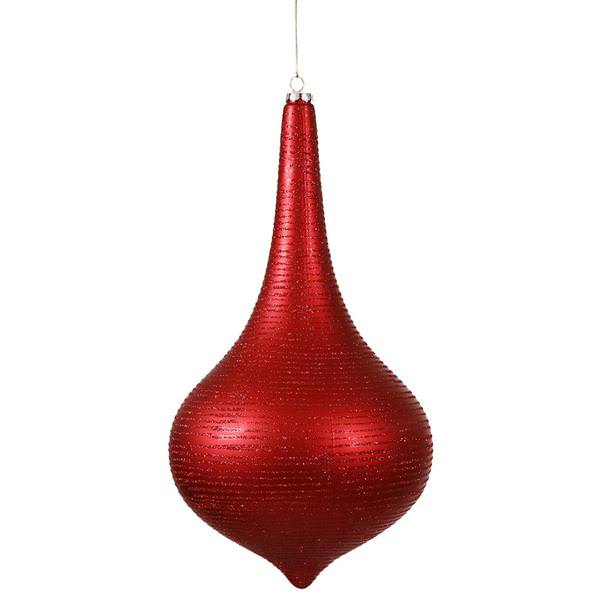 16" Red Matte Glitter Onion Drop Ornament