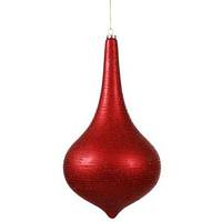 Vickerman 16" Red Matte Glitter Onion Drop Ornament