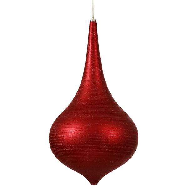 24" Red Matte Glitter Onion Drop Ornament