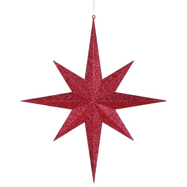 24" Red Glitter 8 Point Star Ornament