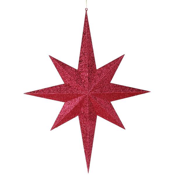 31.5" Red Glitter 8 Point Star Ornament