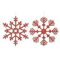 Vickerman 12" Red Glitter Assorted Snowflake Ornament (2 pack)