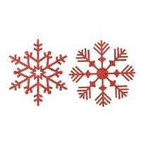 Vickerman 18" Red Glitter Assorted Snowflake Ornament (2 pack)