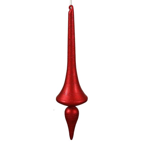 24" Red Matte Glitter Finial Drop Ornament