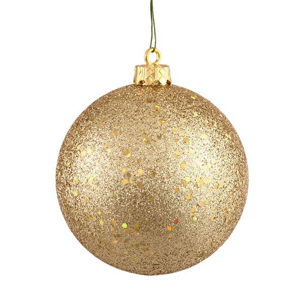4" Gold Sequin Finish Ball Ornament