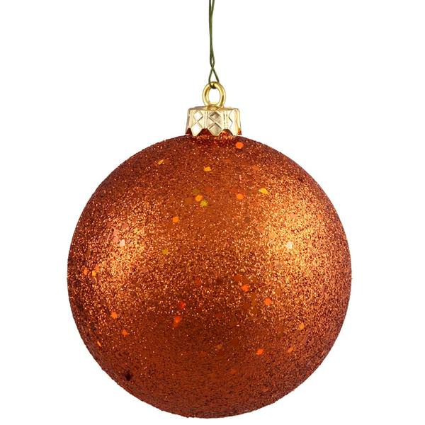 4" Burnished Orange Sequin Finish Ball Ornament