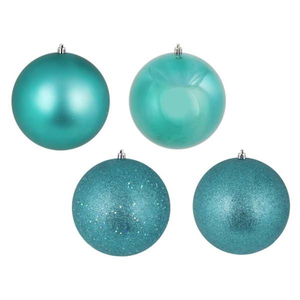 4" Teal 4 Assorted Finish Ball Ornament (12 pack)