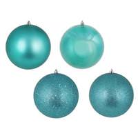 View 4" Teal 4 Assorted Finish Ball Ornament (12 pack)