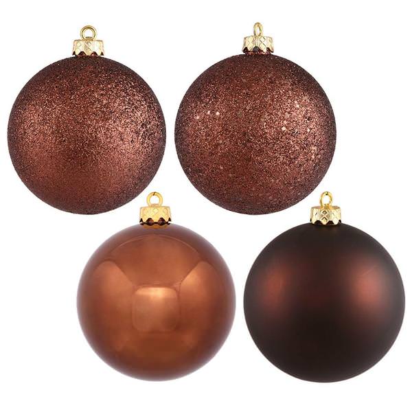 3" Chocolate 4 Assorted Finishes Ball Ornament (32 pack)