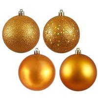 View 3" Antique Gold 4 Assorted Finishes Ball Ornament (32 pack)