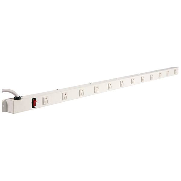 4' White 12 Outlet Bar with 6' Lead Plug
