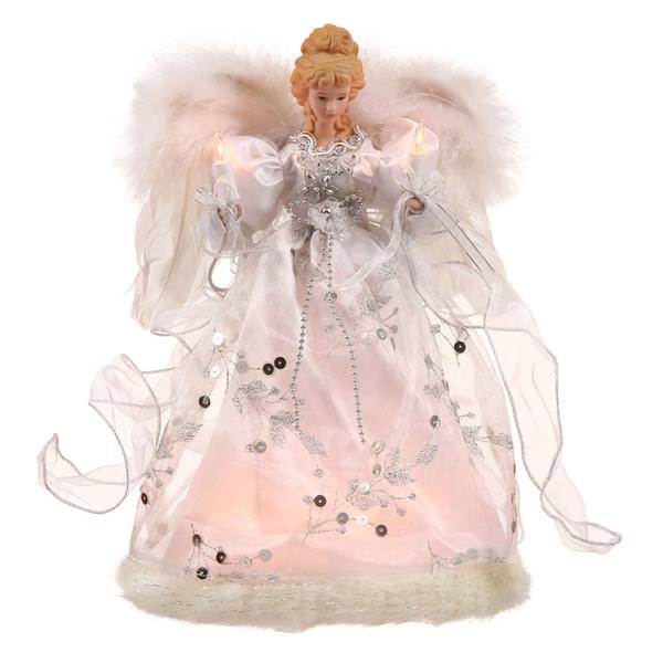 12" White / Silver Angel Feather Wings Christmas Tree Topper