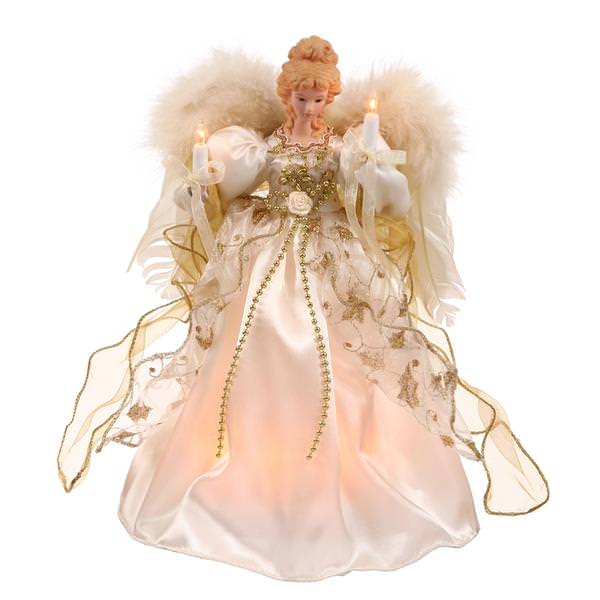 12" White / Gold Angel Feather Wings Christmas Tree Topper