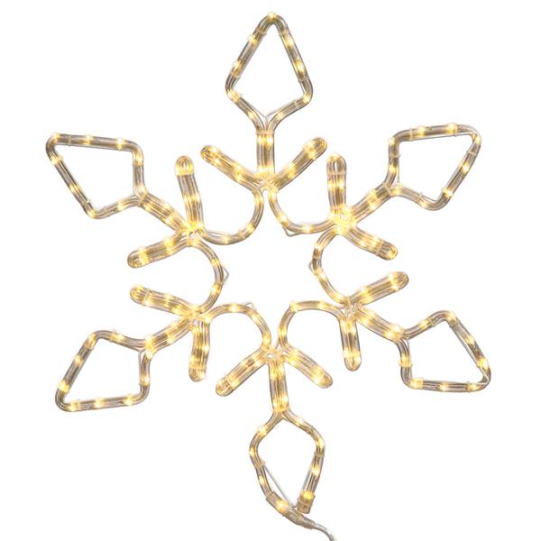 24" Diamond Snowflake Rope Light 130 Pure White LED Lights