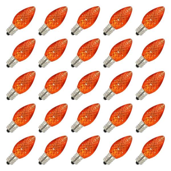 0.96 watt 120 volt C7 Candelabra Screw Orange Twinkle LED (25 Pack)