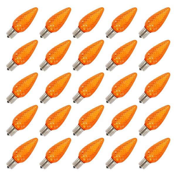 0.45 watt 130 volt C9 Intermediate Screw Orange Faceted LED (25 pack)