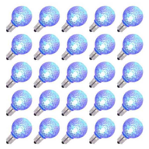 0.38 watt G30 Candelabra Screw Base Blue Faceted LED (25 pack)