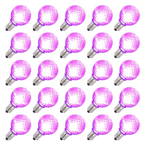 0.45 watt G30 Candelabra Screw Base Purple Faceted LED (25 pack)