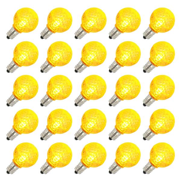 0.45 watt G30 Candelabra Screw Base Yellow Faceted LED (25 pack)