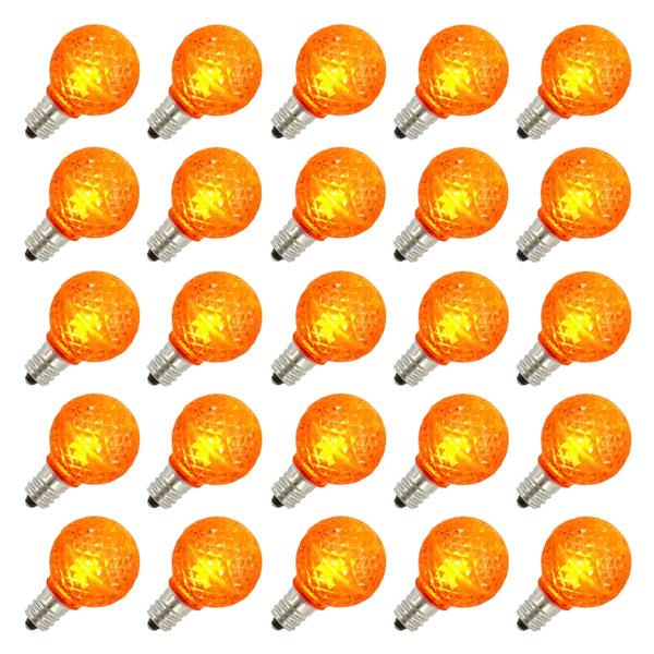 0.45 watt G30 Candelabra Screw Base Orange Faceted LED (25 pack)