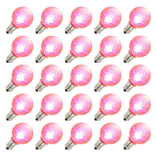 0.38 watt G30 Candelabra Screw Base Pink Faceted LED (25 pack)
