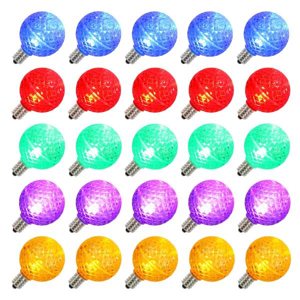 0.45 watt G40 Candelabra Screw Base Multi-Color Faceted LED (25 pack)