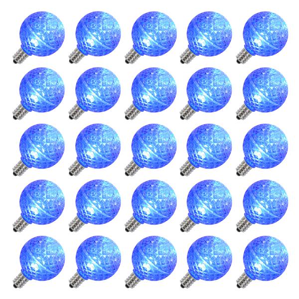 G40 Candelabra Screw Base Blue LED Faceted (25 pack)