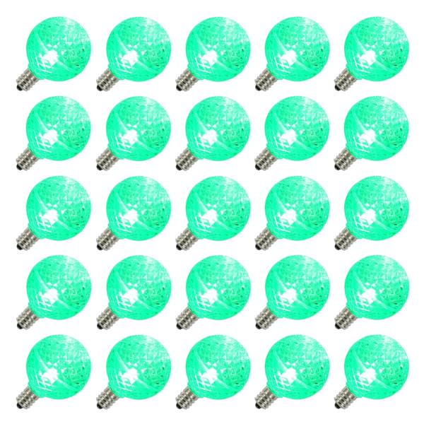 G40 Candelabra Screw Base Green LED Faceted (25 pack)