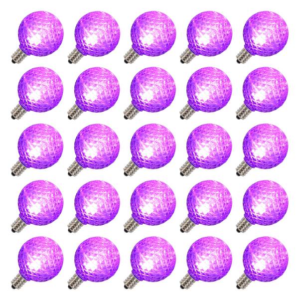 0.38 watt G40 Candelabra Screw Base Purple Faceted LED (25 pack)