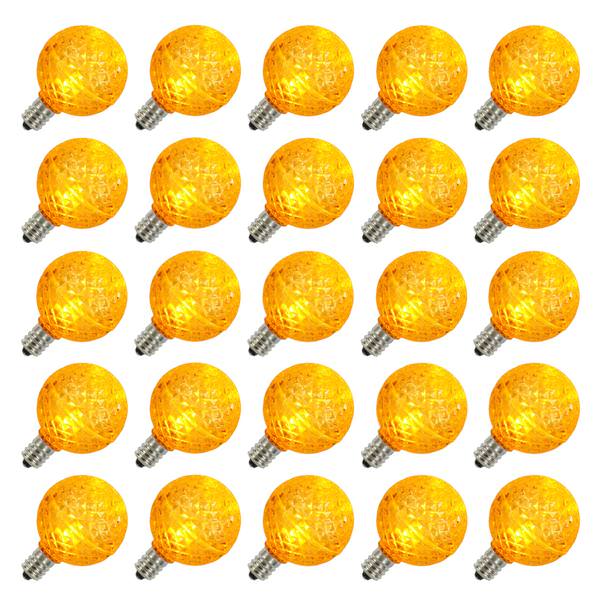 G40 Candelabra Screw Base Yellow LED Faceted (25 pack)