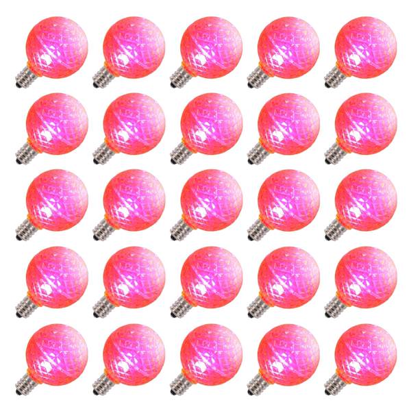 G40 Candelabra Screw Base Pink LED Faceted (25 pack)