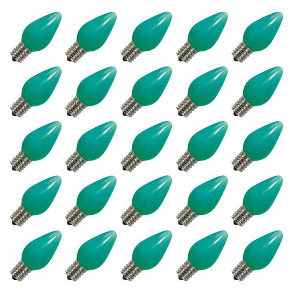 0.96 watt 130 volt C7 Candelabra Screw Green LED (25 Pack)