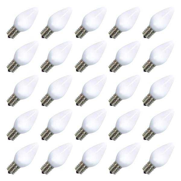 C7 Candelabra Screw Base Ceramic Pure White Twinkle LED (25 pack)