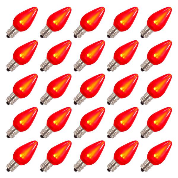C7 Candelabra Screw Base Red LED Satin (25 pack)