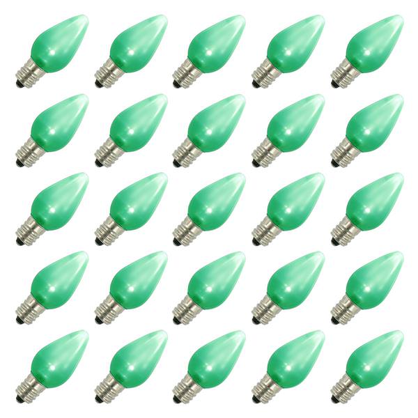 C7 Candelabra Screw Base Green LED Satin (25 pack)