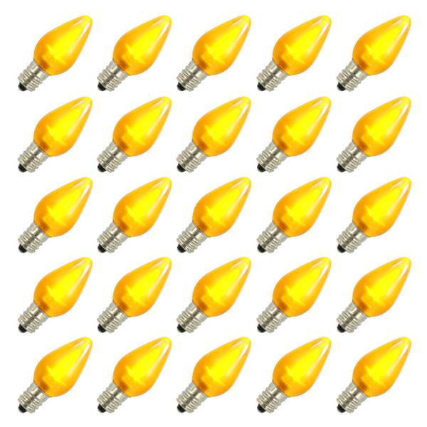 C7 Candelabra Screw Base Yellow LED Ceramic Twinkle (25 pack)