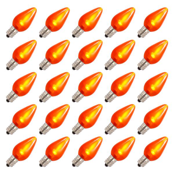 C7 Candelabra Screw Base Orange LED Satin (25 pack)