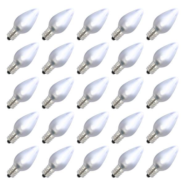 C7 Candelabra Screw Base Pure White LED Satin (25 pack)