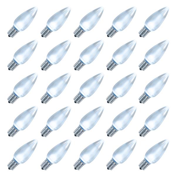 C9 Candelabra Screw Base Cool White LED Ceramic Twinkle (25 pack)