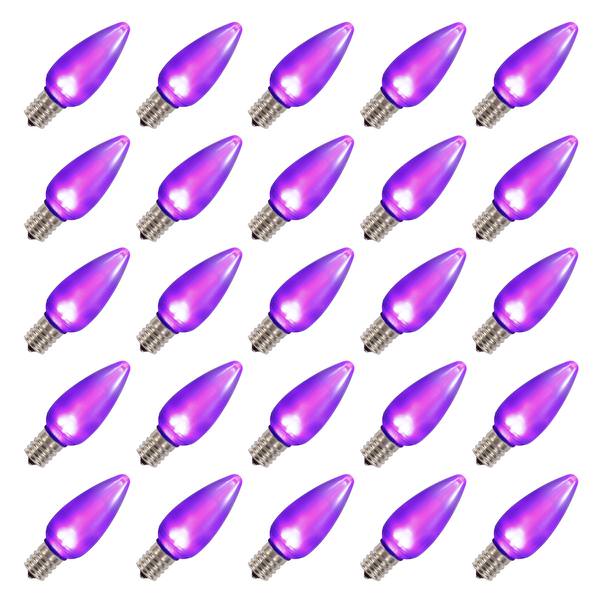 C9 Intermediate Screw Base Purple LED Ceramic Twinkle (25 pack)