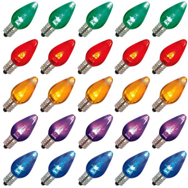 C7 Candelabra Screw Base Transparent Multi-Color Twinkle LED (25 pack)